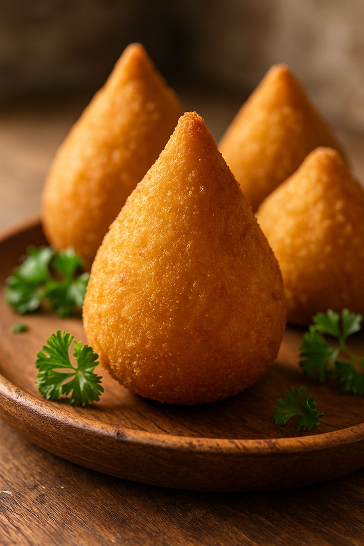 Coxinha brasileira caseira dourada e crocante — Croc Salgados Póvoa de Varzim